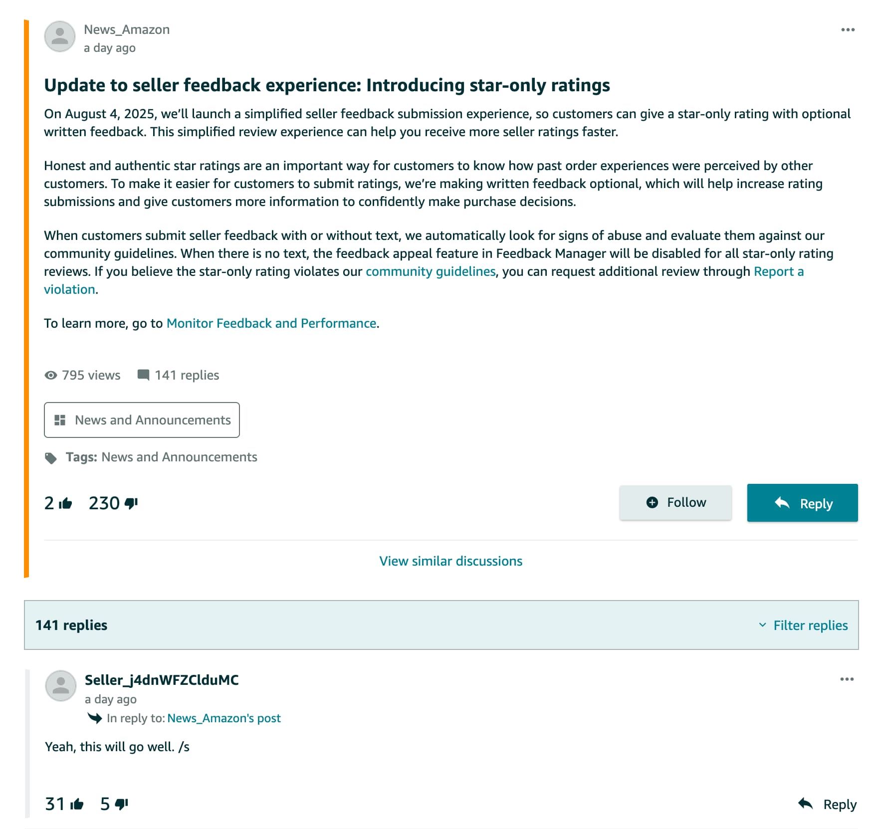 Amazon Cập Nhật Feedback
